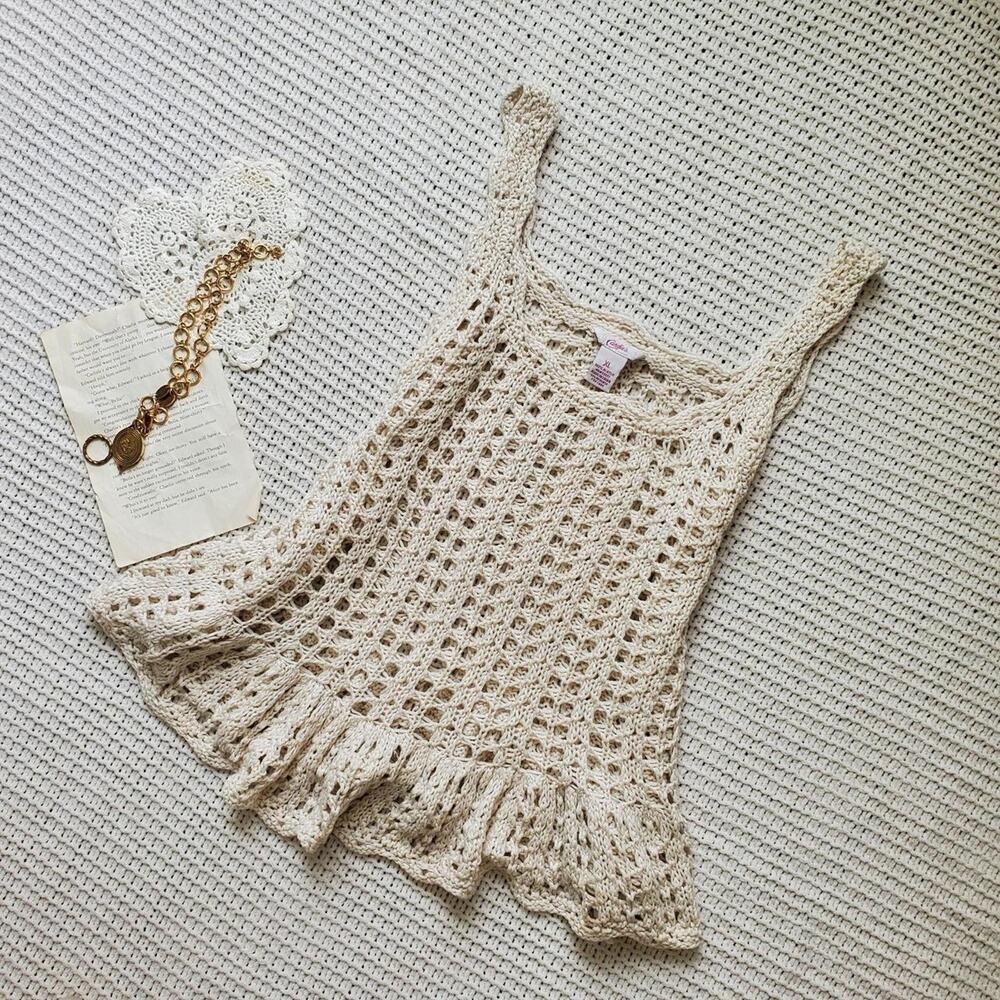 Y2k candies cream color crochet tank top